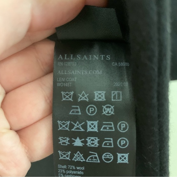 All Saints womens Black Wool one button Leni Coat 6 - Picture 9 of 12